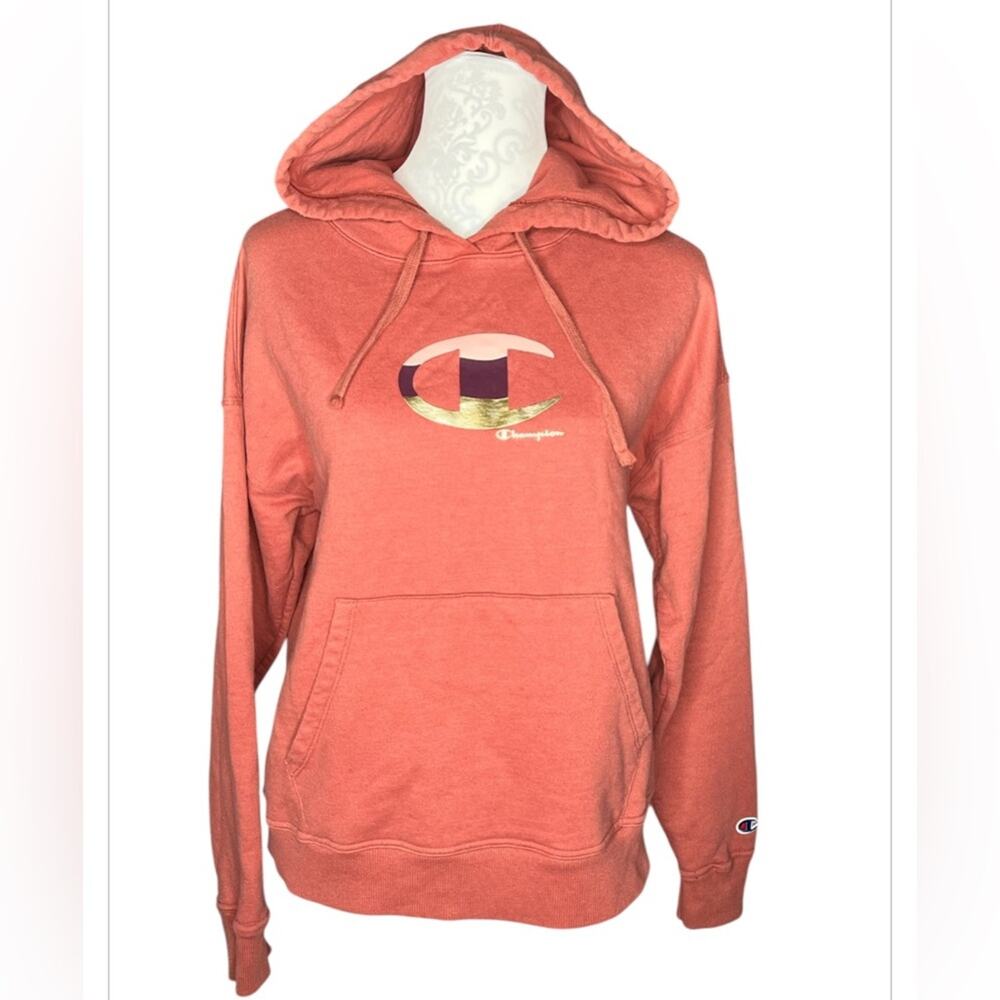 Champion Powerblend fleece classic script women’s pullover hoodie sweatshirt